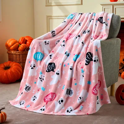 Cute Ghosts Halloween Blanket: Pink Spooky Pattern for Cozy Nights