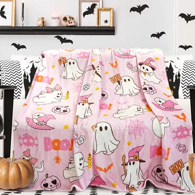 Pink Halloween Blanket: Cute Ghosts and Boo! Design for Cozy Nights