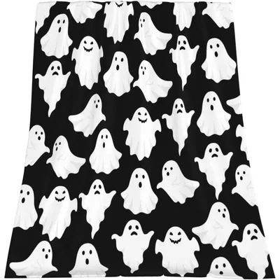 Cute Ghosts on Black Blanket