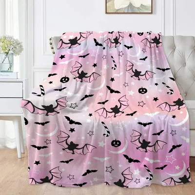 Pastel Halloween Blanket featuring cute pink moon