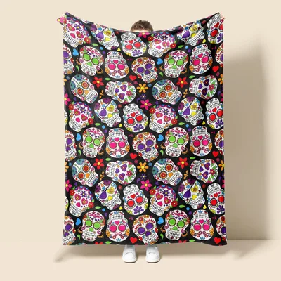 Sugar Skull Blanket: Vibrant Day of the Dead Skull Pattern for Home
