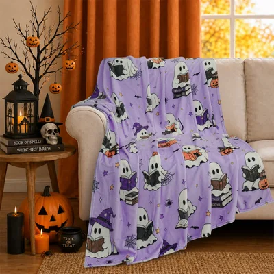 Ghost Reader with Spooky Blanket: Purple Ghosts Reading Books