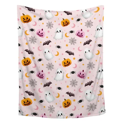 Cute Ghost Pumpkin Halloween Blanket for Cozy Spooky Season