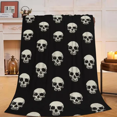 Skull Pattern Gothic Blanket for Dark Aesthetic Lovers