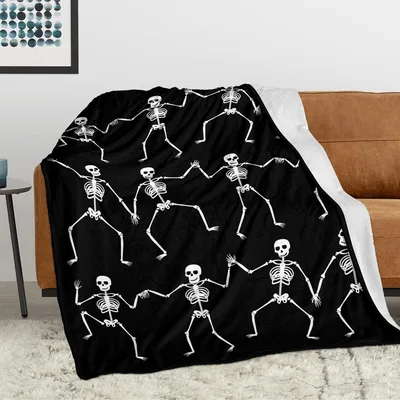 Dancing Skeletons Pattern Blanket for Spooky Season Fun
