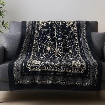 Spider Web Gothic Halloween Blanket: Spooky Arachnid Design