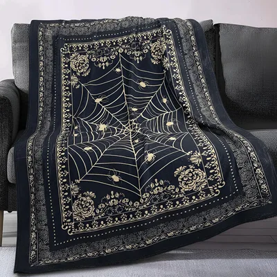 Gothic Spider Web Blanket: Spooky Arachnid Design for Dark Interiors