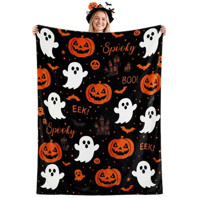 Halloween Ghost Pumpkin Pattern Blanket: Spooky Design for Fall