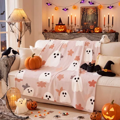 Cute Ghost Halloween Blanket for Cozy Fall Decor