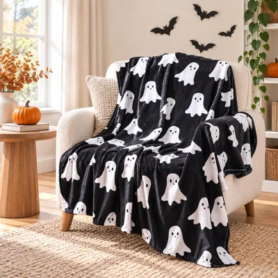 Black Night Friendly Ghost Blanket