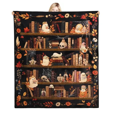 Ghost Books Halloween Blanket for Spooky Book Lovers