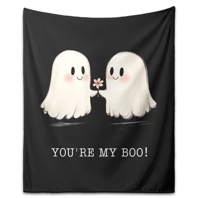 Cute Ghost Couple with Flower Blanket: You're My Boo Design