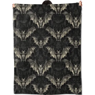 Gothic Bats in Shadow Blanket: Dark Gothic Bat Pattern for Halloween
