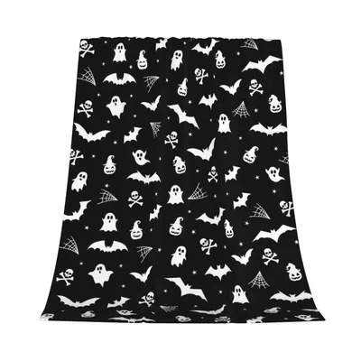 Ghosts Bats and Skulls Blanket: Spooky Pattern for Halloween