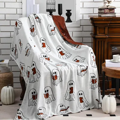 Reading Ghosts Halloween Blanket for Book Lovers and Spooky Season