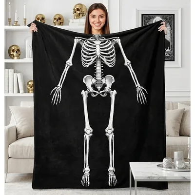 Skeleton Halloween Bones Blanket: Full Body Skeleton Design