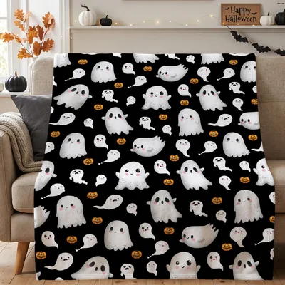 Midnight Ghost Pals Jack-o'-Lanterns Blanket for Spooky Season