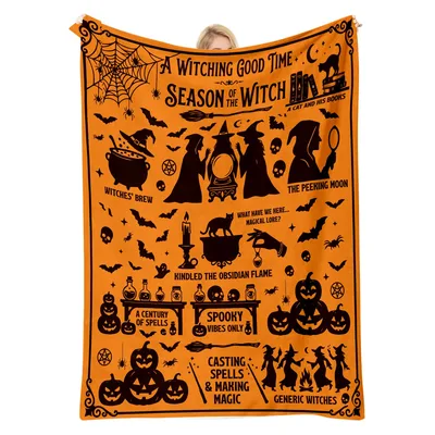 Witching Good Time Witch Blanket Spooky Season Silhouettes and Spells