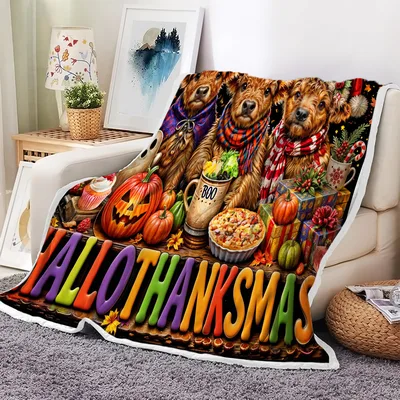 Halloween Thanksgiving Christmas Cows Blanket for Holiday Lovers
