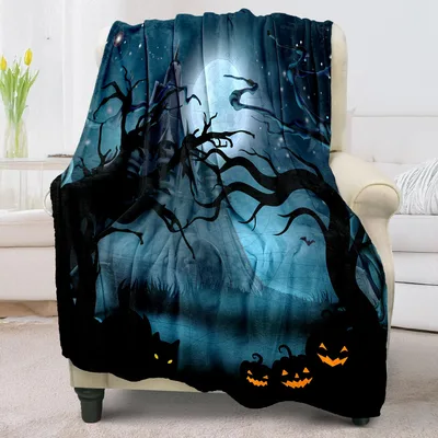 Spooky Haunted Forest Pumpkins Blanket for Halloween Enthusiasts
