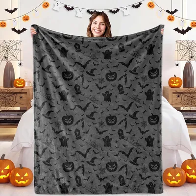 Halloween Bats and Ghosts Pattern Blanket for Spooky Season