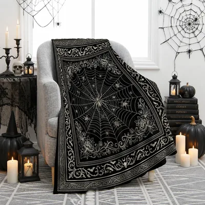Spider Web Gothic Pattern Blanket for Spooky Season