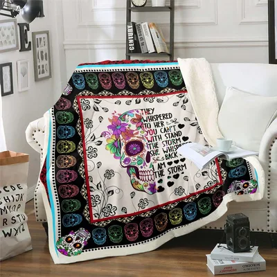 Floral Sugar Skull Pastoral Blanket: Storm Whispering Design