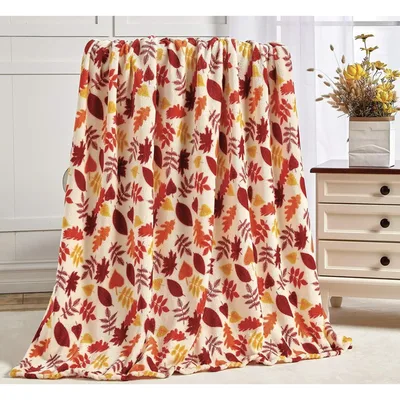 Autumn Leaves Pattern Blanket No. 2 for Fall Decor and Cozy Evenings