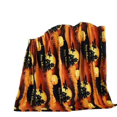 Halloween Pumpkin Patch Pattern Blanket featuring haunted houses