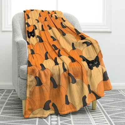 Black Cat Pumpkin Pattern Blanket