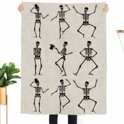 Dancing Skeletons Pattern Blanket: Retro