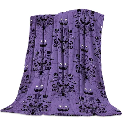 Grinning Ghosts Halloween Pattern Blanket No. 2 Spooky Purple Design