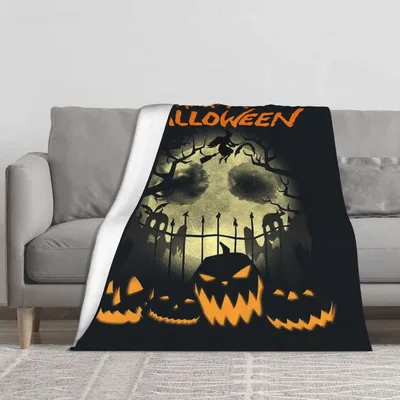Halloween Moon and Jack Blanket: Spooky Pumpkin Design for Fall Nights