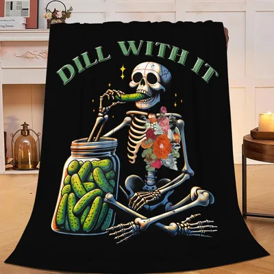 Dill Pickle Blanket: Dill With It Skeleton Pickle Design