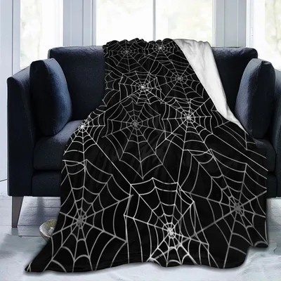 Spiderweb Halloween Pattern Blanket for Gothic Fall Decor