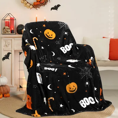 Halloween Boo Pumpkins Blanket Spooky Night Design