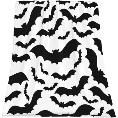 Black Bats Halloween Pattern Blanket: Swirling Night Sky Design