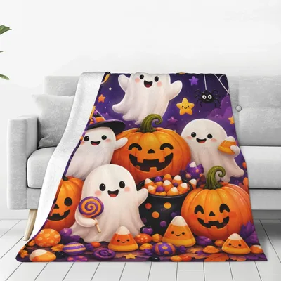 Ghosts and Pumpkins Halloween Party Blanket