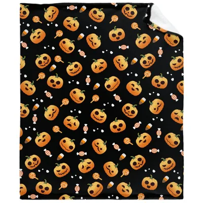 Halloween Pumpkin Pattern Blanket No. 2: Spooky Candy Jack-o-lanterns