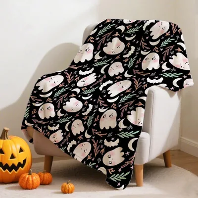 Halloween Ghosts Pattern Blanket: Cute Spooky Design for Cozy Nights