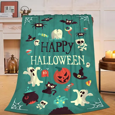 Happy Halloween Ghosts Blanket: Spooky Fun with Pumpkins and Bats