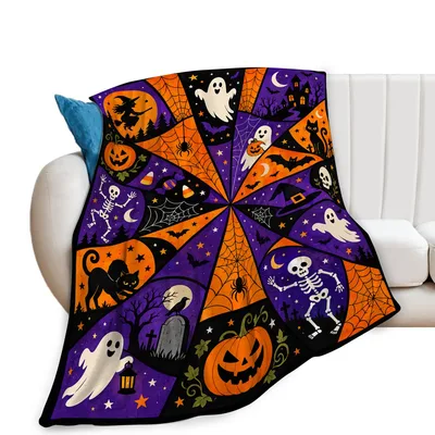 Halloween Ghosts and Pumpkins Blanket No. 2 for Spooky Season