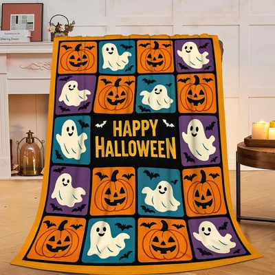 Happy Halloween Ghosts Blanket featuring cute cartoon spirits