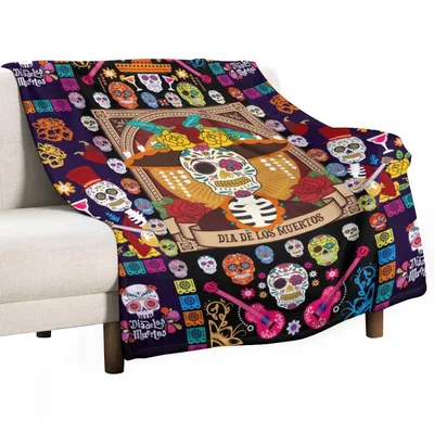 Day of the Dead Sugar Blanket featuring colorful calaveras