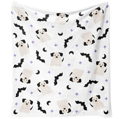 Ghost Dogs and Bats Blanket: Spooky Canine Pattern for Halloween