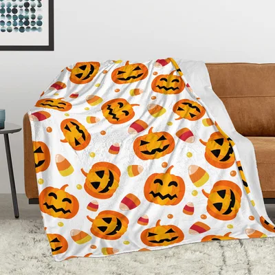 Jack O Lantern Pumpkins Candy Blanket for Halloween Enthusiasts