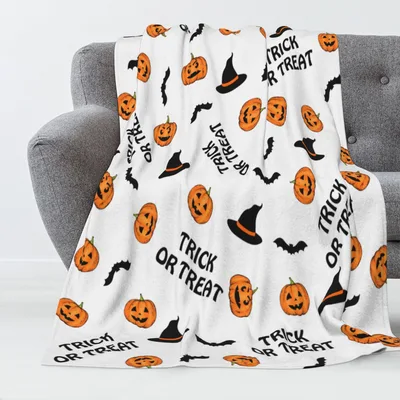 Trick or Treat Pumpkins Blanket: Halloween Jack O Lantern Throw