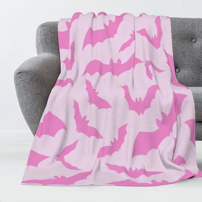 Pink Bats Pattern Blanket: Sweet Pink Silhouette Design for Halloween