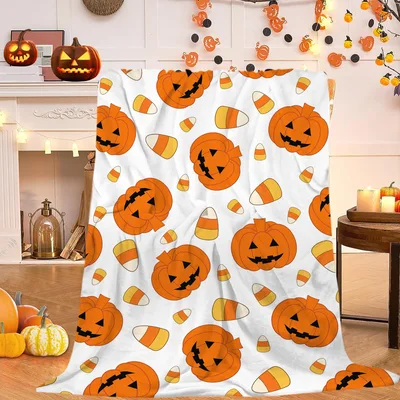 Halloween Pumpkins with Candy Blanket