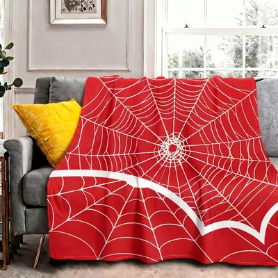 Red Spider Web Pattern Blanket: Spooky Web Design for Halloween
